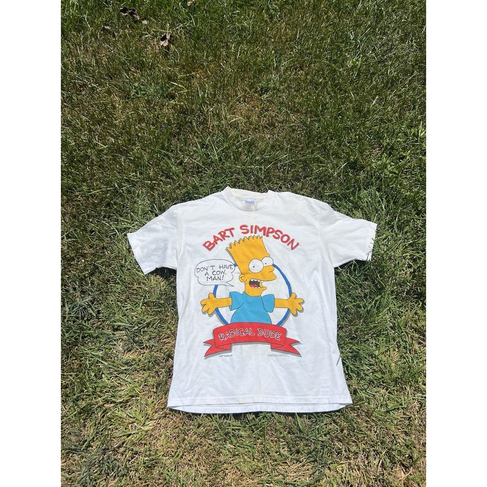 Vintage Bart Simpson Shirt 1990 L Radical Dude Don't Have a Cow Single Stitch